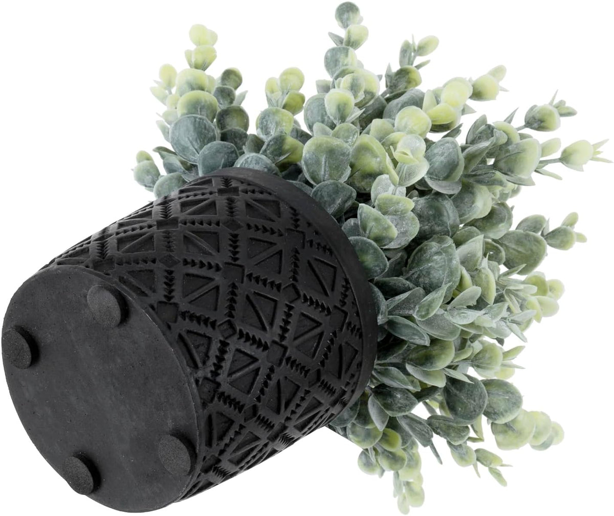 MyGift Artificial Eucalyptus Plant in Modern Gray Concrete Pots