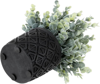 MyGift Artificial Eucalyptus Plant in Modern Gray Concrete Pots