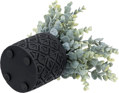 MyGift Artificial Eucalyptus Plant in Modern Gray Concrete Pots