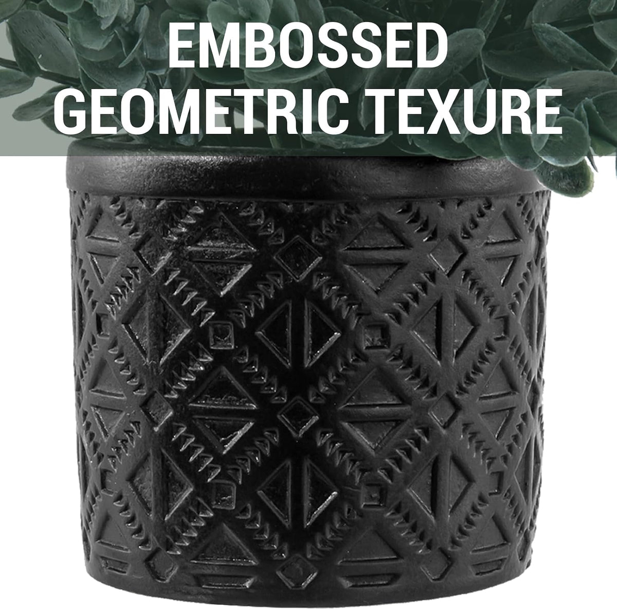 MyGift Artificial Eucalyptus Plant in Modern Gray Concrete Pots