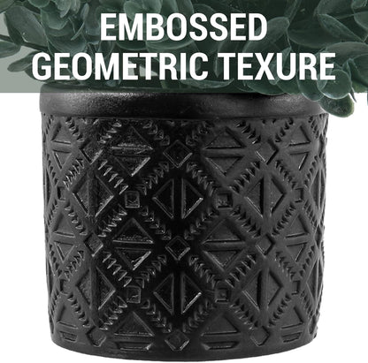 MyGift Artificial Eucalyptus Plant in Modern Gray Concrete Pots