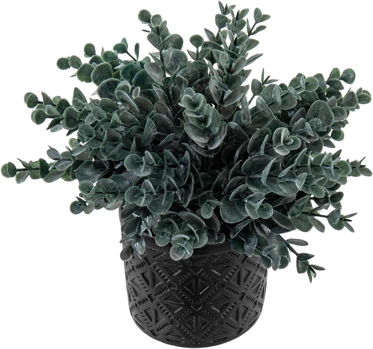 MyGift Artificial Eucalyptus Plant in Modern Gray Concrete Pots
