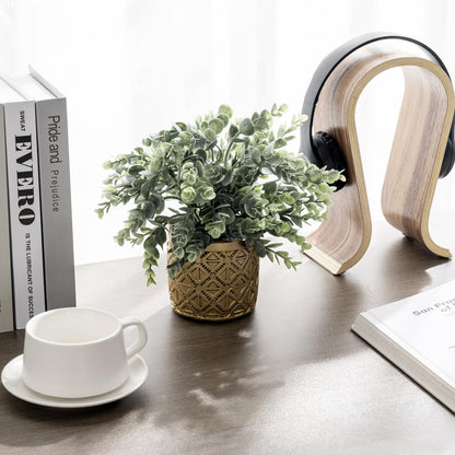 MyGift Artificial Eucalyptus Plant in Modern Gray Concrete Pots