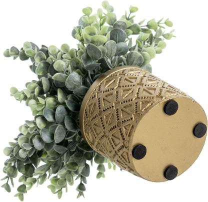 MyGift Artificial Eucalyptus Plant in Modern Gray Concrete Pots