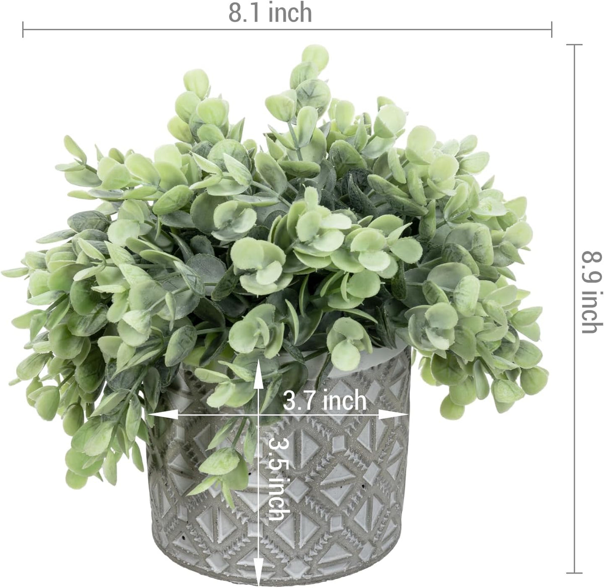 MyGift Artificial Eucalyptus Plant in Modern Gray Concrete Pots