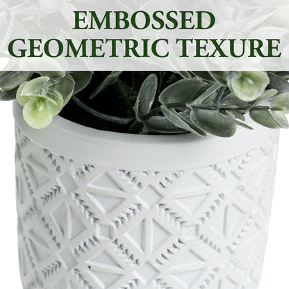 MyGift Artificial Eucalyptus Plant in Modern Gray Concrete Pots