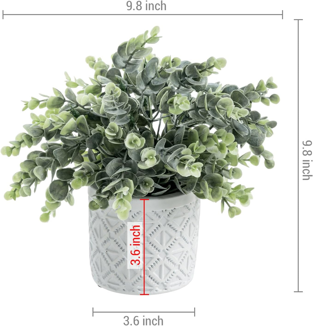MyGift Artificial Eucalyptus Plant in Modern Gray Concrete Pots