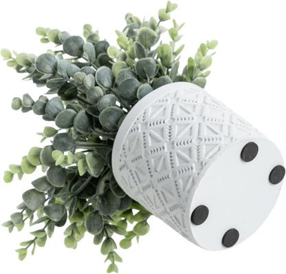 MyGift Artificial Eucalyptus Plant in Modern Gray Concrete Pots