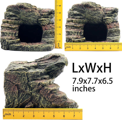 Gecko Hide Shale Scape Step Ledge, Reptile Rock Basking Platform Cave Hideout Tank Accessories Decorations, Great for Reptiles, Amphibians, Leopard Gecko, Snake, Lizard, Frogs, Turtle