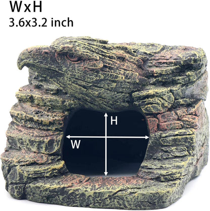 Gecko Hide Shale Scape Step Ledge, Reptile Rock Basking Platform Cave Hideout Tank Accessories Decorations, Great for Reptiles, Amphibians, Leopard Gecko, Snake, Lizard, Frogs, Turtle