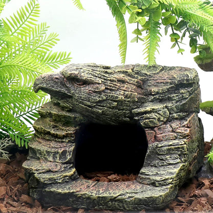 Gecko Hide Shale Scape Step Ledge, Reptile Rock Basking Platform Cave Hideout Tank Accessories Decorations, Great for Reptiles, Amphibians, Leopard Gecko, Snake, Lizard, Frogs, Turtle