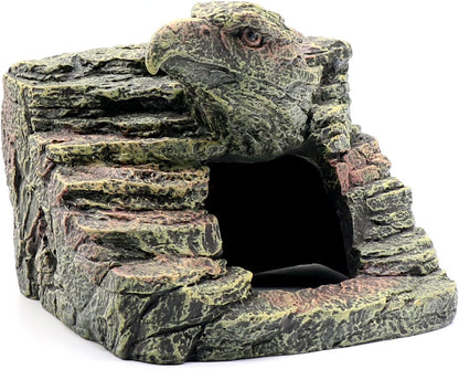 Gecko Hide Shale Scape Step Ledge, Reptile Rock Basking Platform Cave Hideout Tank Accessories Decorations, Great for Reptiles, Amphibians, Leopard Gecko, Snake, Lizard, Frogs, Turtle