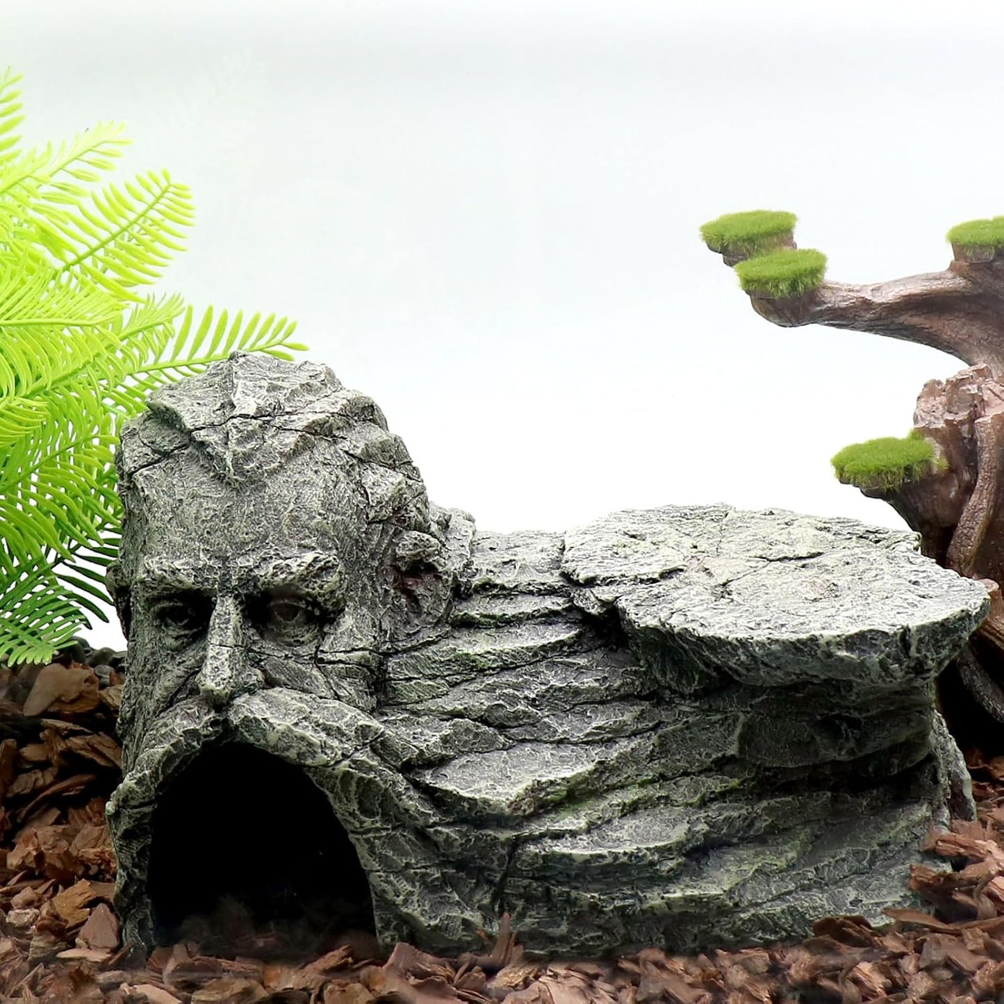 Gecko Hide Shale Scape Step Ledge, Reptile Rock Basking Platform Cave Hideout Tank Accessories Decorations, Great for Reptiles, Amphibians, Leopard Gecko, Snake, Lizard, Frogs, Turtle