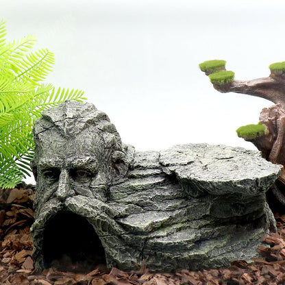 Gecko Hide Shale Scape Step Ledge, Reptile Rock Basking Platform Cave Hideout Tank Accessories Decorations, Great for Reptiles, Amphibians, Leopard Gecko, Snake, Lizard, Frogs, Turtle