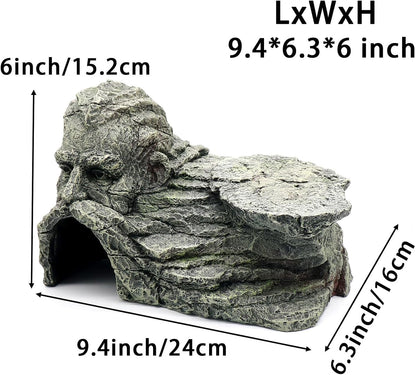 Gecko Hide Shale Scape Step Ledge, Reptile Rock Basking Platform Cave Hideout Tank Accessories Decorations, Great for Reptiles, Amphibians, Leopard Gecko, Snake, Lizard, Frogs, Turtle