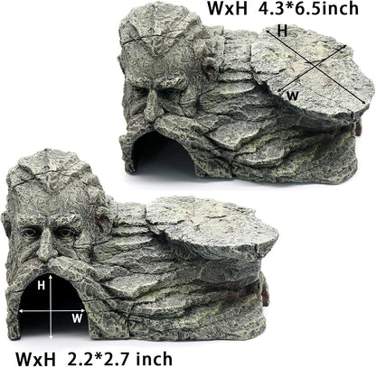 Gecko Hide Shale Scape Step Ledge, Reptile Rock Basking Platform Cave Hideout Tank Accessories Decorations, Great for Reptiles, Amphibians, Leopard Gecko, Snake, Lizard, Frogs, Turtle