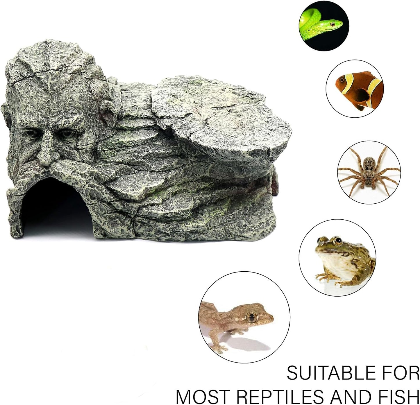 Gecko Hide Shale Scape Step Ledge, Reptile Rock Basking Platform Cave Hideout Tank Accessories Decorations, Great for Reptiles, Amphibians, Leopard Gecko, Snake, Lizard, Frogs, Turtle
