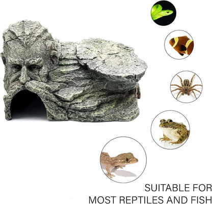 Gecko Hide Shale Scape Step Ledge, Reptile Rock Basking Platform Cave Hideout Tank Accessories Decorations, Great for Reptiles, Amphibians, Leopard Gecko, Snake, Lizard, Frogs, Turtle