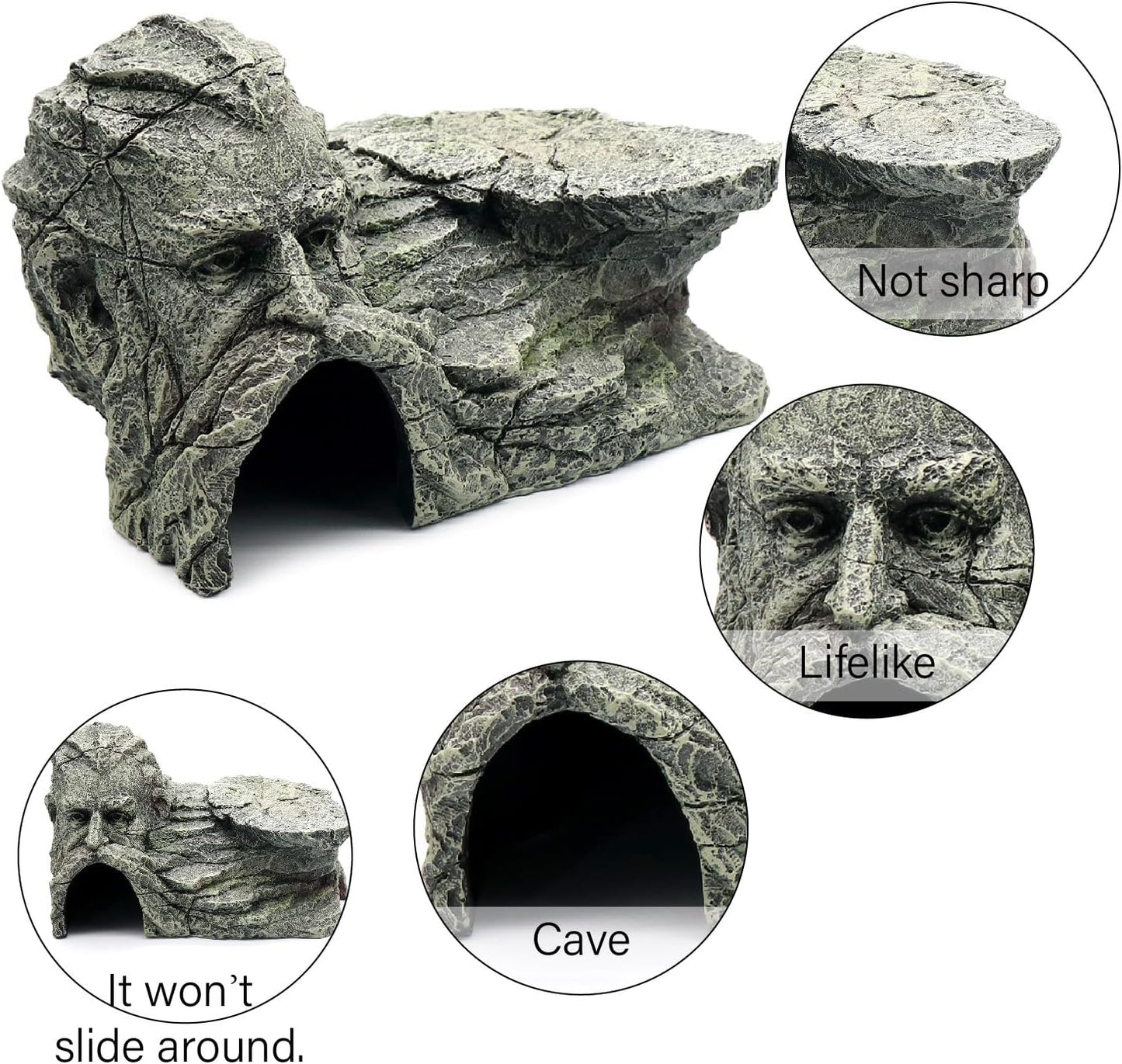 Gecko Hide Shale Scape Step Ledge, Reptile Rock Basking Platform Cave Hideout Tank Accessories Decorations, Great for Reptiles, Amphibians, Leopard Gecko, Snake, Lizard, Frogs, Turtle