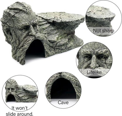 Gecko Hide Shale Scape Step Ledge, Reptile Rock Basking Platform Cave Hideout Tank Accessories Decorations, Great for Reptiles, Amphibians, Leopard Gecko, Snake, Lizard, Frogs, Turtle