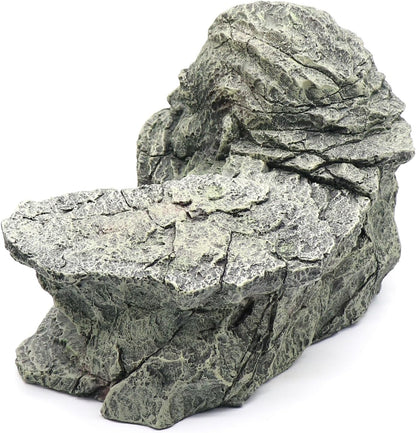 Gecko Hide Shale Scape Step Ledge, Reptile Rock Basking Platform Cave Hideout Tank Accessories Decorations, Great for Reptiles, Amphibians, Leopard Gecko, Snake, Lizard, Frogs, Turtle