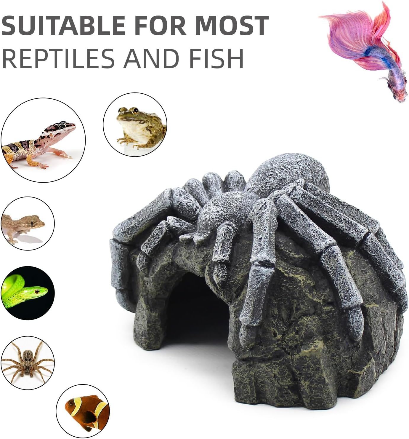 Gecko Hide Shale Scape Step Ledge, Reptile Rock Basking Platform Cave Hideout Tank Accessories Decorations, Great for Reptiles, Amphibians, Leopard Gecko, Snake, Lizard, Frogs, Turtle