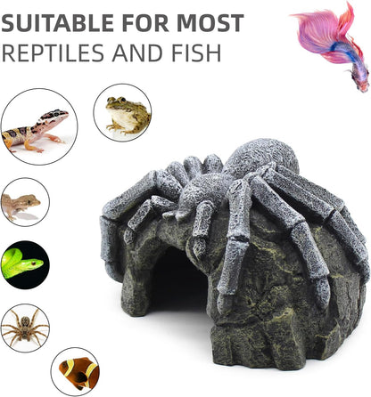Gecko Hide Shale Scape Step Ledge, Reptile Rock Basking Platform Cave Hideout Tank Accessories Decorations, Great for Reptiles, Amphibians, Leopard Gecko, Snake, Lizard, Frogs, Turtle