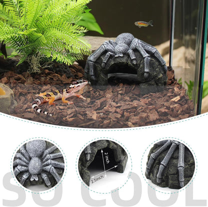 Gecko Hide Shale Scape Step Ledge, Reptile Rock Basking Platform Cave Hideout Tank Accessories Decorations, Great for Reptiles, Amphibians, Leopard Gecko, Snake, Lizard, Frogs, Turtle