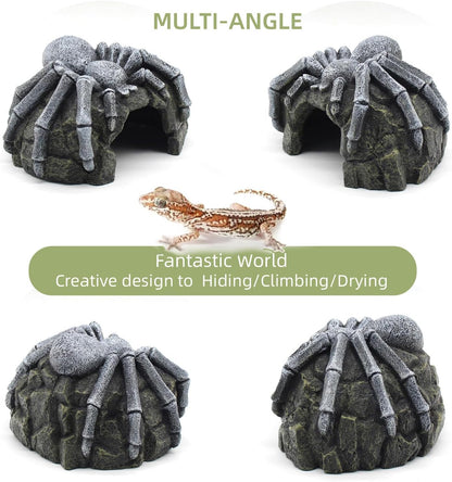 Gecko Hide Shale Scape Step Ledge, Reptile Rock Basking Platform Cave Hideout Tank Accessories Decorations, Great for Reptiles, Amphibians, Leopard Gecko, Snake, Lizard, Frogs, Turtle