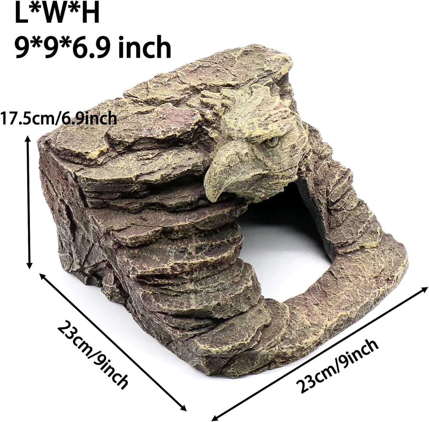 Gecko Hide Shale Scape Step Ledge, Reptile Rock Basking Platform Cave Hideout Tank Accessories Decorations, Great for Reptiles, Amphibians, Leopard Gecko, Snake, Lizard, Frogs, Turtle