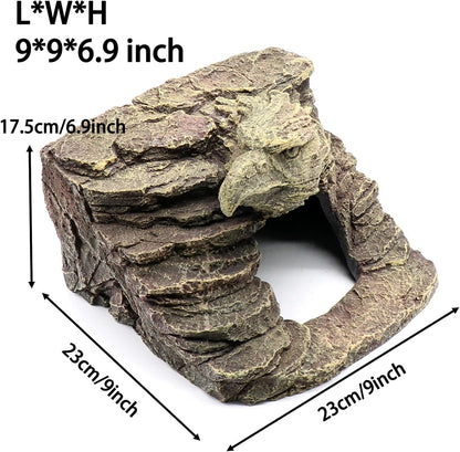 Gecko Hide Shale Scape Step Ledge, Reptile Rock Basking Platform Cave Hideout Tank Accessories Decorations, Great for Reptiles, Amphibians, Leopard Gecko, Snake, Lizard, Frogs, Turtle