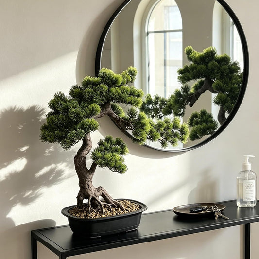 Artificial Bonsai Plant, Large Faux Juniper Plants 20 inch, Faux Potted Pine Plants Indoor Decor for Office Desk Home Table, Greenery Desktop Bonsai Tree for Room Decorations, Tall 20"