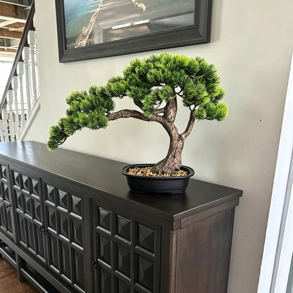 Artificial Bonsai Plant, Large Faux Juniper Plants 20 inch, Faux Potted Pine Plants Indoor Decor for Office Desk Home Table, Greenery Desktop Bonsai Tree for Room Decorations, Tall 20"