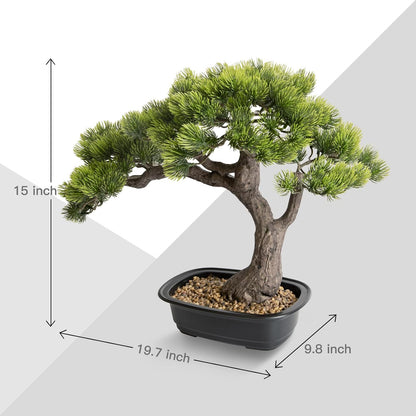 Artificial Bonsai Plant, Large Faux Juniper Plants 20 inch, Faux Potted Pine Plants Indoor Decor for Office Desk Home Table, Greenery Desktop Bonsai Tree for Room Decorations, Tall 20"