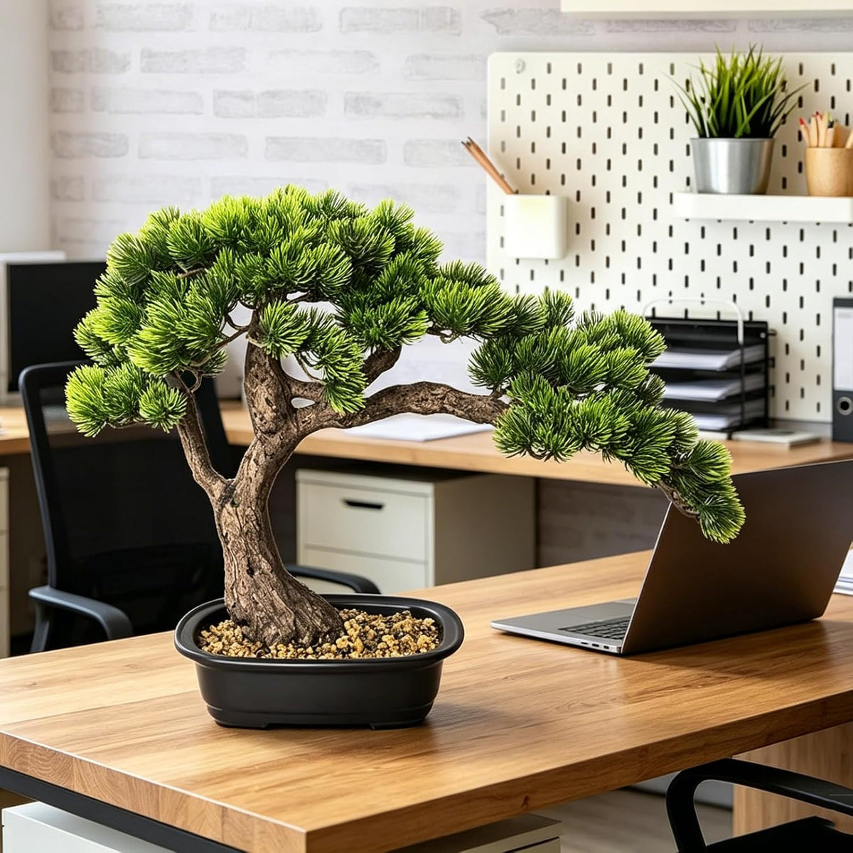 Artificial Bonsai Plant, Large Faux Juniper Plants 20 inch, Faux Potted Pine Plants Indoor Decor for Office Desk Home Table, Greenery Desktop Bonsai Tree for Room Decorations, Tall 20"
