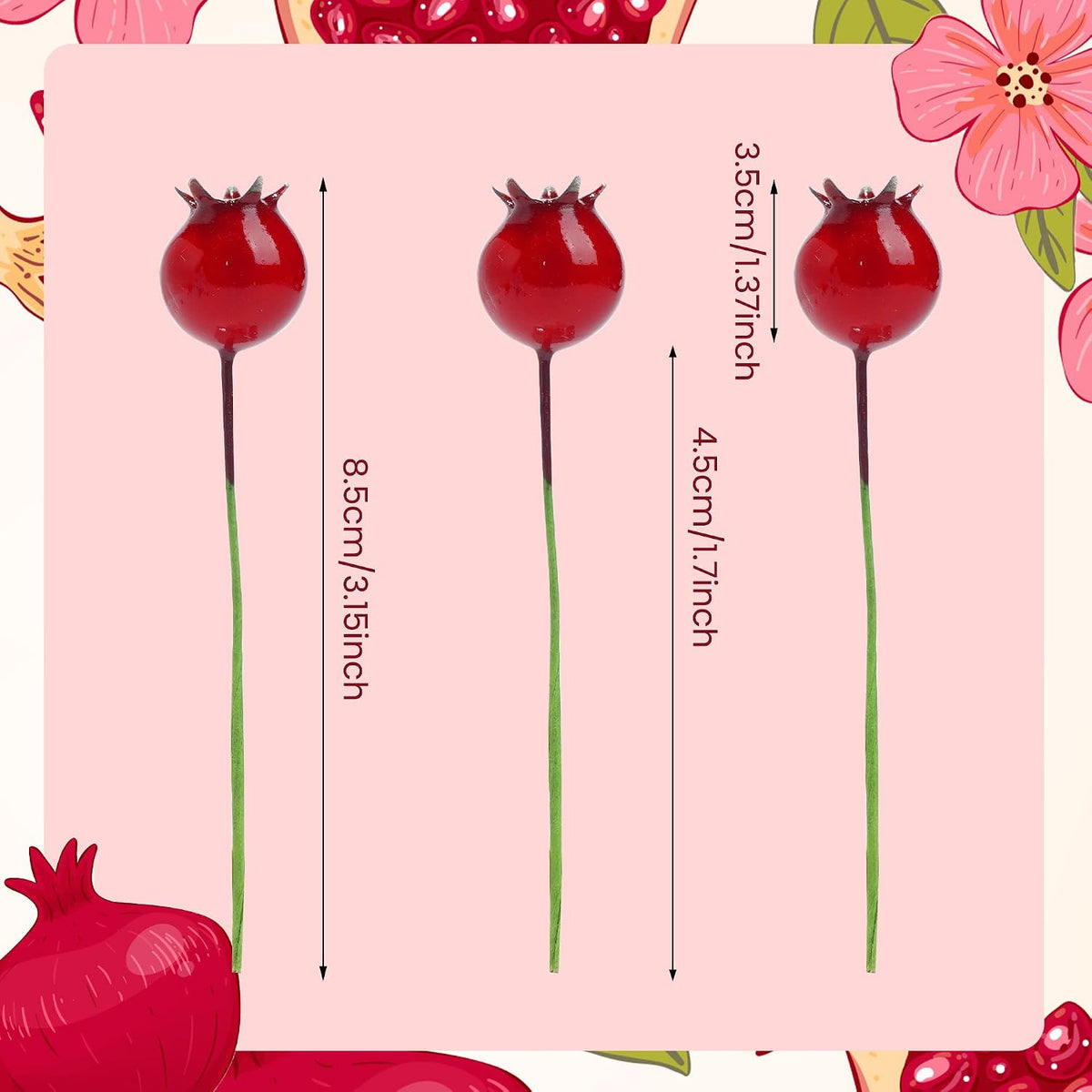 Mini Pomegranate Artificial Fruits for Decoration Lifelike Decor 40 Pcs, Christmas Ornaments, Crafts