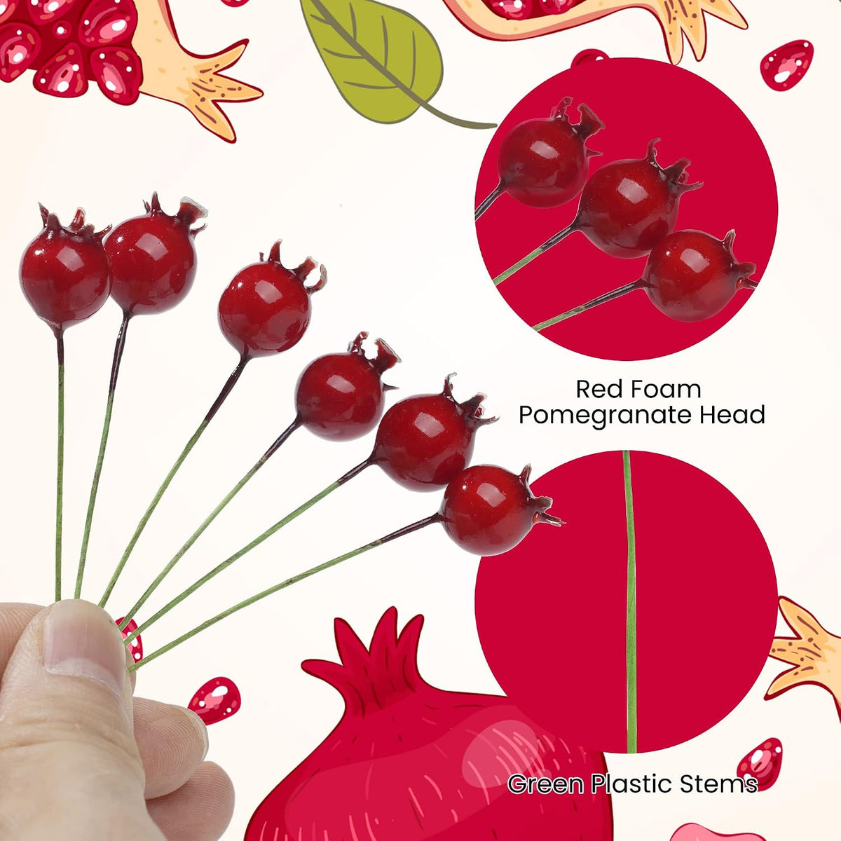 Mini Pomegranate Artificial Fruits for Decoration Lifelike Decor 40 Pcs, Christmas Ornaments, Crafts