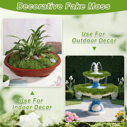 Fake Moss for Crafts, 14.1 OZ Artificial Moss for Plants Indoor Decorative Light Green and Dark Green Faux Moss DIY Fairy Garden Decor for Potted Plant