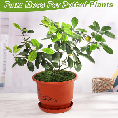 Fake Moss for Crafts, 14.1 OZ Artificial Moss for Plants Indoor Decorative Light Green and Dark Green Faux Moss DIY Fairy Garden Decor for Potted Plant