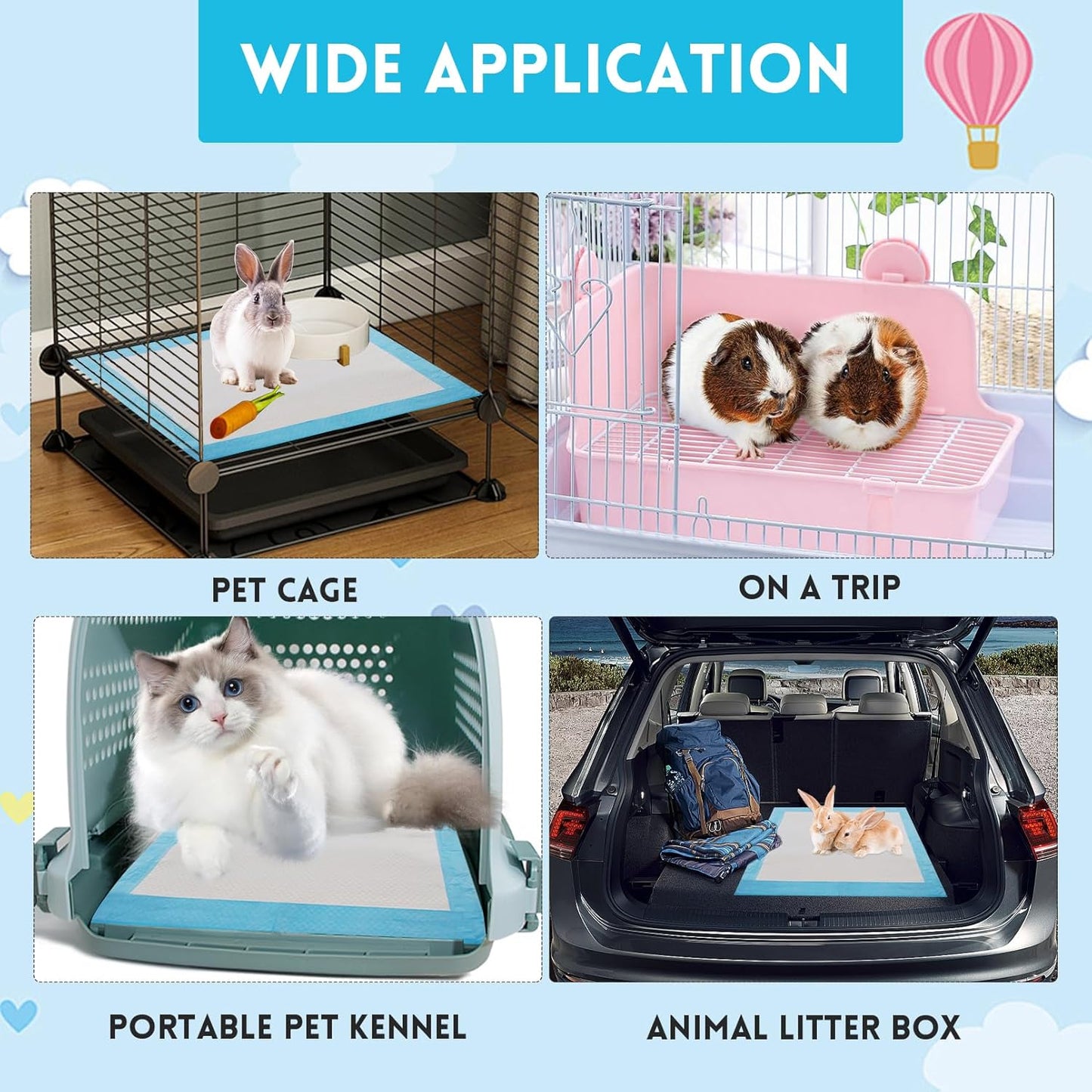 Extra Large Rabbit Cage Liner,78.7×39.4in Reusable Guinea Pigs Rug Anti-Slip Dog Playpen Mat Washable Bunny Floor Mat for Hamster Cats Dog Guinea Pig Chinchillas Ferret