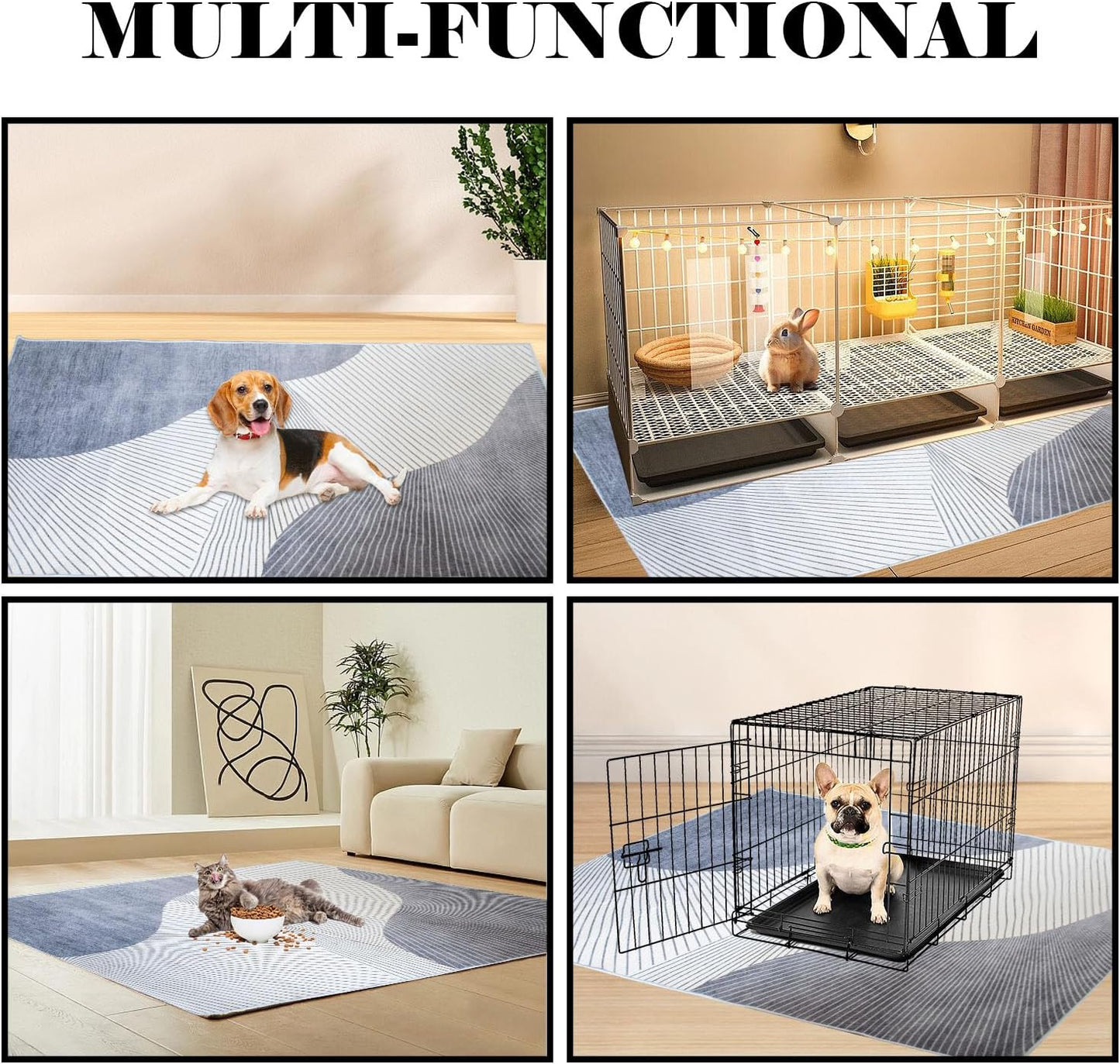 Extra Large Rabbit Cage Liner,78.7×39.4in Reusable Guinea Pigs Rug Anti-Slip Dog Playpen Mat Washable Bunny Floor Mat for Hamster Cats Dog Guinea Pig Chinchillas Ferret