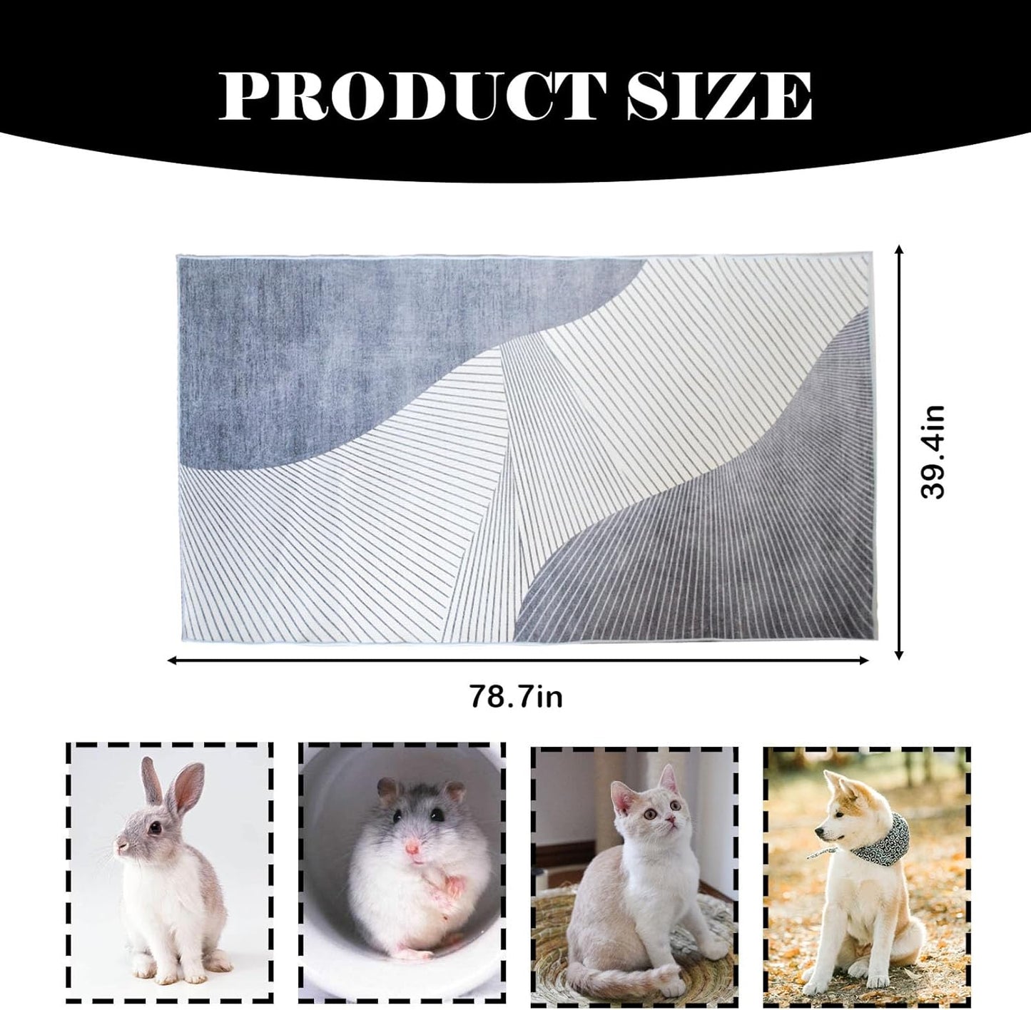 Extra Large Rabbit Cage Liner,78.7×39.4in Reusable Guinea Pigs Rug Anti-Slip Dog Playpen Mat Washable Bunny Floor Mat for Hamster Cats Dog Guinea Pig Chinchillas Ferret