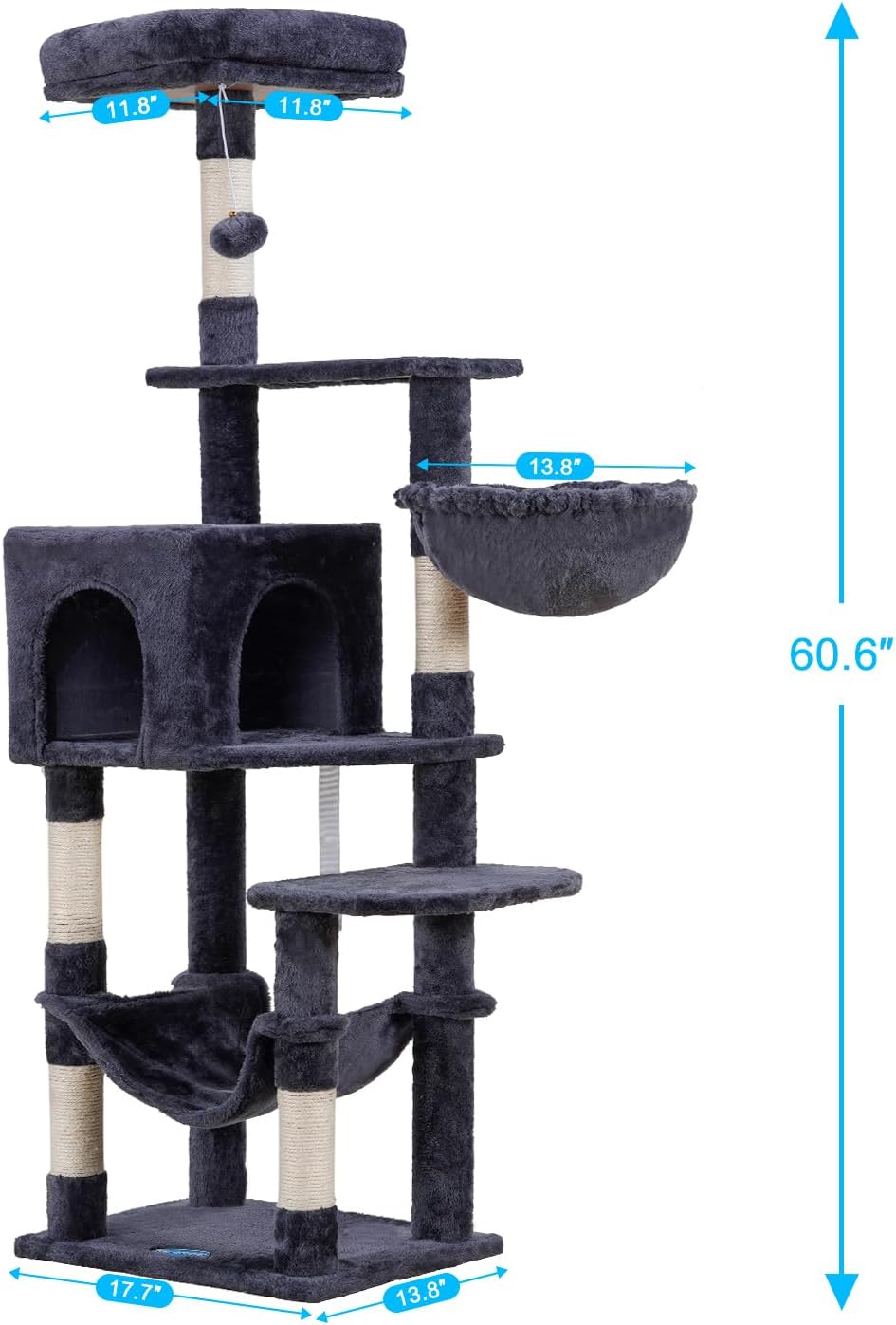 Cat Tree, Multi-Level Sisal Covered Scratching Posts, MPJ050W