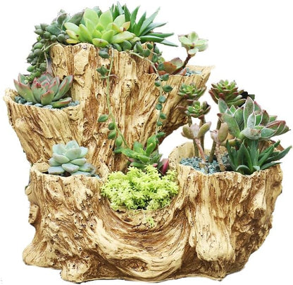 Stump Log Like Container Faux Driftwood Planter Resin Succulent Planter Pot | Vintage Container Pot for Home & Garden