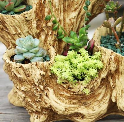Stump Log Like Container Faux Driftwood Planter Resin Succulent Planter Pot | Vintage Container Pot for Home & Garden