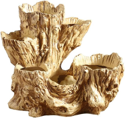 Stump Log Like Container Faux Driftwood Planter Resin Succulent Planter Pot | Vintage Container Pot for Home & Garden