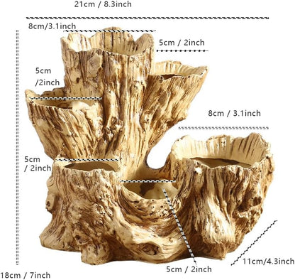 Stump Log Like Container Faux Driftwood Planter Resin Succulent Planter Pot | Vintage Container Pot for Home & Garden