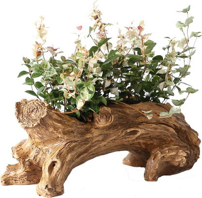 Stump Log Like Container Faux Driftwood Planter Resin Succulent Planter Pot | Vintage Container Pot for Home & Garden