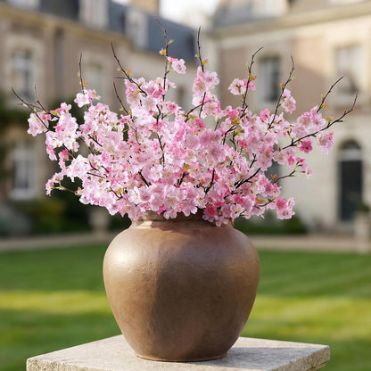 Artificial Cherry Blossom Branches 27.6In Silk Cherry Blossom Branches Long Stem Artificial Flowers for Tall Vase, for Home Decorate, Weddings Decorate, Parties & Festival Gifts (White)