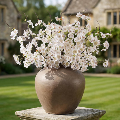 Artificial Cherry Blossom Branches 27.6In Silk Cherry Blossom Branches Long Stem Artificial Flowers for Tall Vase, for Home Decorate, Weddings Decorate, Parties & Festival Gifts (White)